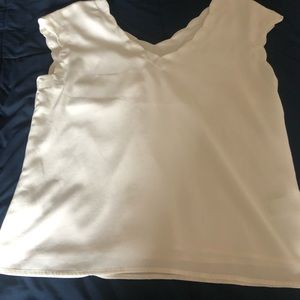 Off white scalloped neck blouse